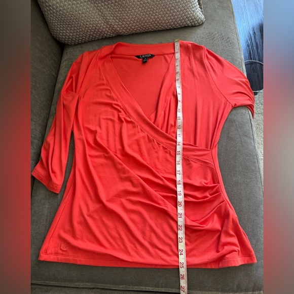 Ralph Lauren Orange Long Sleeve Wrap Top Size Large - Picture 9 of 12